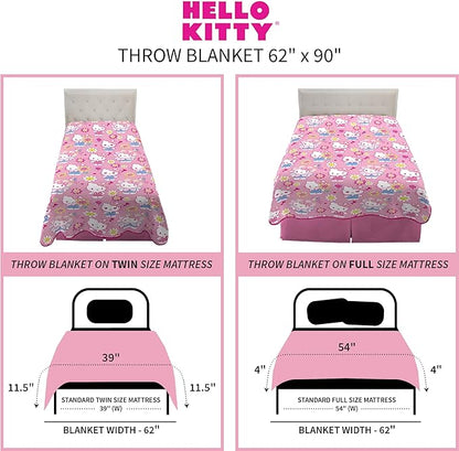 Franco Kids Bedding Super Soft Plush Throw Blanket, 62 in x 90 in, Hello Kitty