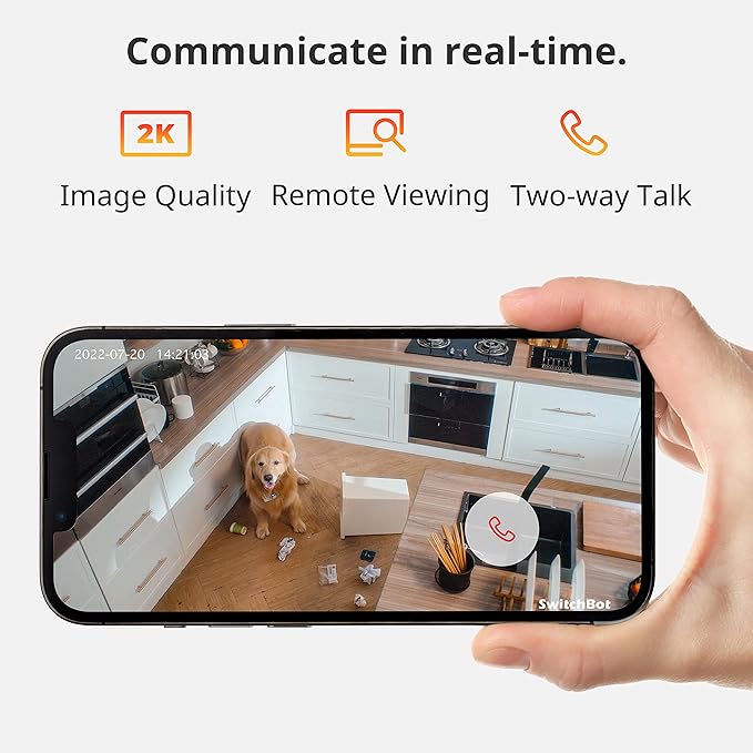 SwitchBot Security Indoor Camera 2K - Pan/Tilt Cam 3MP for Baby Pet Monitor, 2.4G Wi-Fi Plug-in, Night Vision, 2 Way Audio, 360 Motion Tracking, Privacy Mode, Works with Alexa, Cloud & SD Storage 256G