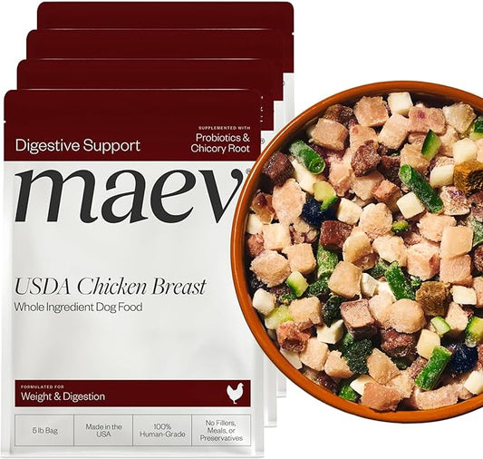 Maev Human-Grade Chicken Dog Food, Weight & Digestion Formula, Whole Ingredient, Gluten-Free, High Protein Puppy & Dog Food, 20 lb
