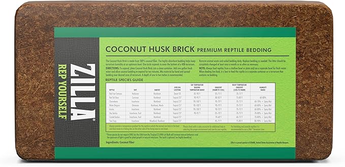 Zilla Coconut Husk Brick 24 Count, Organic Bedding for Reptiles, Made with 100% Coconut Fiber, Ideal for Tropical Habitats and Egg Incubation