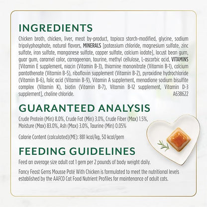 Fancy Feast Gems Pate Cat Food Mousse with Chicken and a Halo of Savory Gravy Cat Food - 4 oz. Boxes,(Pack of 16)