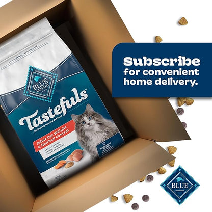 Blue Buffalo Tastefuls Adult Dry Cat Food for Weight Management & Hairball Control, Made in the USA with Natural Ingredients, Chicken Recipe, 7-lb Bag