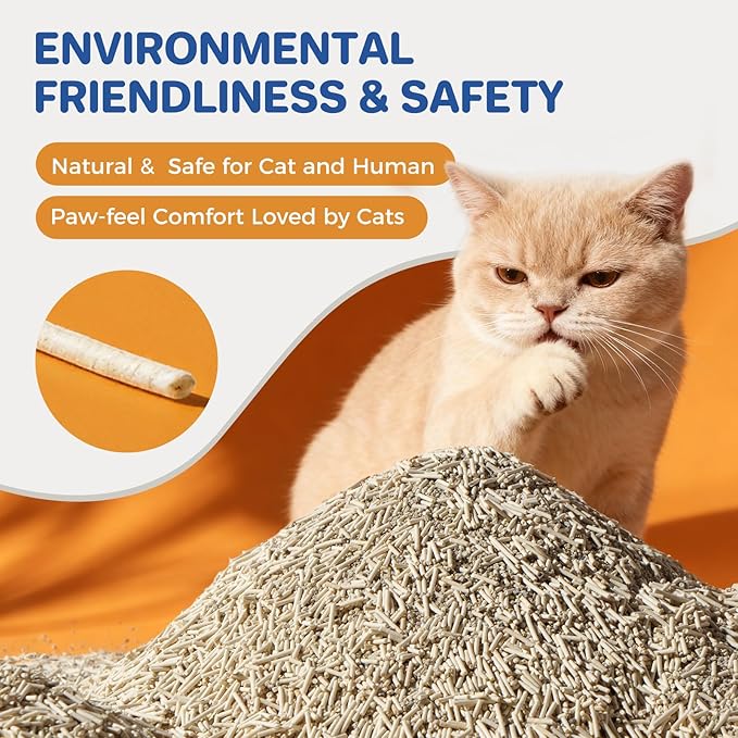 ABCPET Natural Cat Litter Clumping Cat Litter,18 Pounds Mixed Straw Kitty Litter Lightweight Litter,Dust Free and Low Tracking Litter Odor Control Unscented