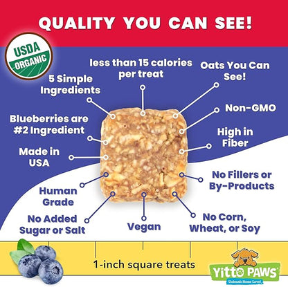 Organic Dog Treats – Crunchy, Blueberry & Peanut Butter Training Dog Biscuits – Vegan, Human-Grade, No Sugar Added – Healthy, All Natural – Made in USA, (8 oz)