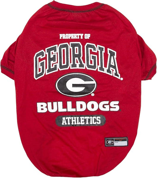 Pets First Collegiate Georgia Bulldogs Dog T-Shirt, X-Large. - Licensed Shirt for Pets Team Colored with Team Logos.- Premium Stretchable Materials for The Comfrot of Your Dog & Cat.