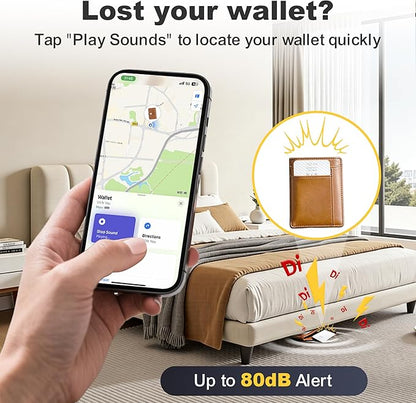 2-Pack Wallet Tracker Card [Apple MFi Certified] (iOS Only), Rechargeable Ultra-Thin Finder 0.07in Bluetooth Air Tracker Tags Smart Finder for Apple Find My IP68 Waterproof for Wallets, Passport,Bags