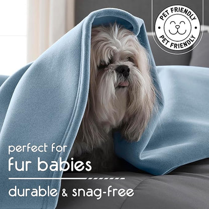 Vellux 1B07056 Original Insulating Core Hotel Style Solid blanket Machine Washable Soft Cozy Warm Thermal Durable Pet Friendly All Seasons Layering Bed Sofa Blankets, Twin, Blue