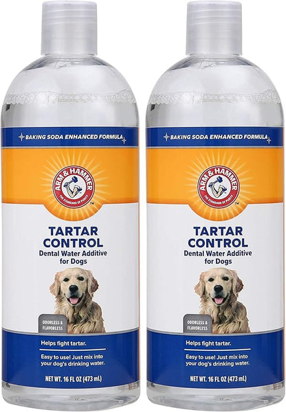 Arm & Hammer Dog Water Additive Dental Care - Bad Breath Eliminator for Dogs & Dog_Breath Freshener - Dog_Tooth Plaque Cleaner & Dog Tartar Remover - 16 Fl Oz Dental Rinse for Dogs (Pack of 2)