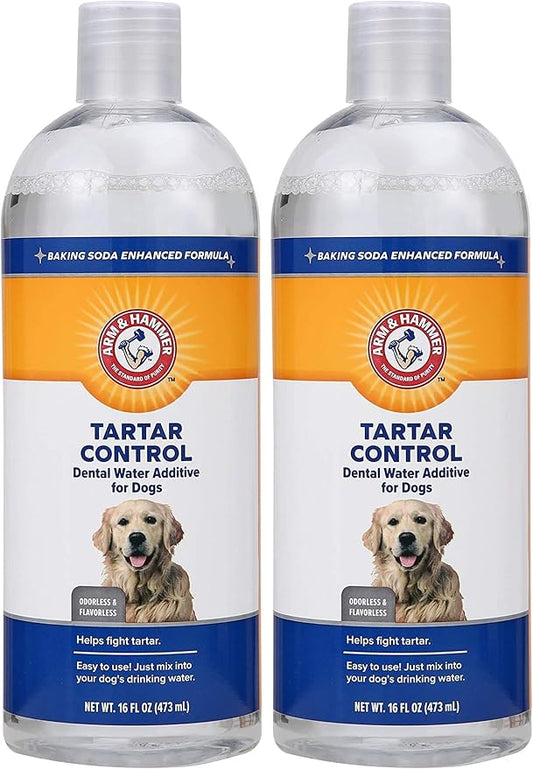Arm & Hammer Dog Water Additive Dental Care - Bad Breath Eliminator for Dogs & Dog_Breath Freshener - Dog_Tooth Plaque Cleaner & Dog Tartar Remover - 16 Fl Oz Dental Rinse for Dogs (Pack of 2)