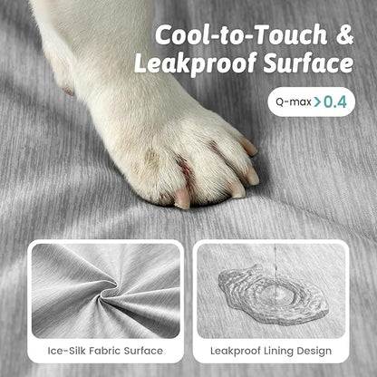 COZY KISS Cooling Dog Bed for Crate, Waterproof Dog Crate Mat with Removable Washable Cover, Orthopedic Egg Crate Foam Support, Small Dog Bed 24x16x3 Inch,Silver Grey