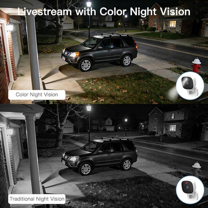 Vimtag Security Camera Outdoor 2.5K, 2.4G/5G Smart Wi-Fi Cameras for Home Security with Color Night Vision, Motion Activated Spotlight/Siren, IP66,2-Way Audio, Support Cloud/512G SD Card Storage,Wired