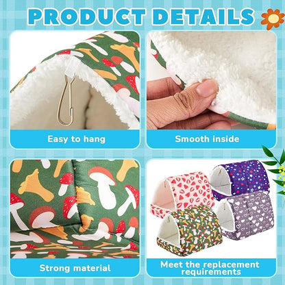 Cinnvoice 4 Pcs Guinea Pig Hideout, Guinea Pig Bed Tunnel, Rabbit Washable Small House Cage Accessories for Bunny Hedgehog Mouse Chinchillas Hamsters Ferrets Bearded Dragons Rats (Classic,7.9 in)