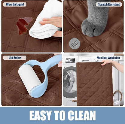 Smiry Waterproof Dog Bed Cover Pet Blanket, Soft Washable Dog Blanket for Furniture Bed Couch Sofa Reversible, Checkered (40"x90", Brown/Brown)