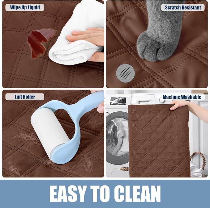 Smiry Waterproof Couch Covers for Dogs Washable, Reversible Pet Couch Covers for 3 Cushion Sofa Pet Friendly, Soft Sofa Furniture Protector for Dogs Cat Kids, Checkered (30"x95", Brown/Chocolate)