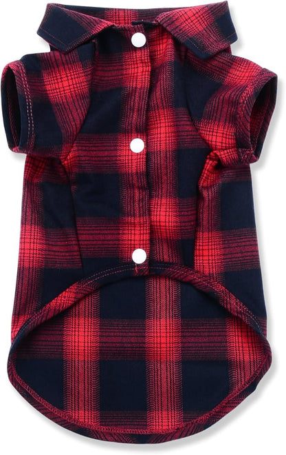 Koneseve Dog Shirt, Pet Plaid Clothes Shirt T-Shirt, Sweater Bottoming Shirt for Small Dog Cat Puppy Grid Adorable Wearing Stylish Cozy Halloween,Christmas Costumes (Red;3XL)