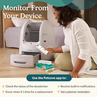 PetCove PurrTek Max Cat Litter Box Filters Replacements | Activated Charcoal Odor Absorber & Deodorizer Pods | Litter Box Filter Scent Eliminator | Precision Fit Filters for Hooded Boxes Long-Lasting
