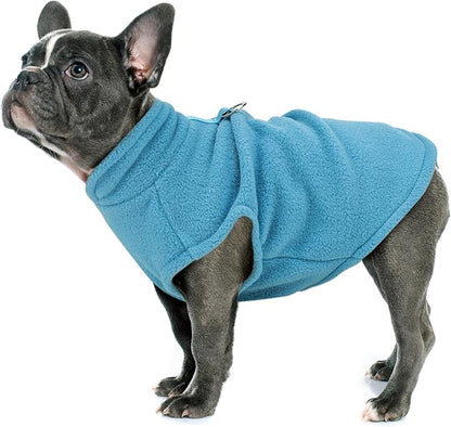 Sleeveless Pullover Fleece Vest for Small Dogs: Cozy Polyester Dog Jacket, Tank Top Sweater with Leash Ring and Armholes, Crisp, Warm, and Easy-to-Wear Design for Everyday Comfort Lake Blue M