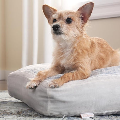 Town & Country Everyday CuddleTown Medallion Everwash® Pillow Pet Bed, Water Repellent Floor Pillow, Machine Washable Cover, Soft & Calming, Blue/Greige, Medium 36"x28"x4"