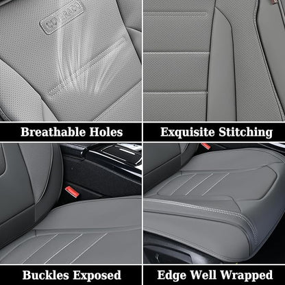 Coverado Seat Covers Full Set, Seat Covers for Cars, Gray Car Seat Cover, Waterproof Car Seat Protector, Nappa Car Seat Cushion, 5 Pieces Car Seat Covers Front Seats and Back Fit for Most Cars