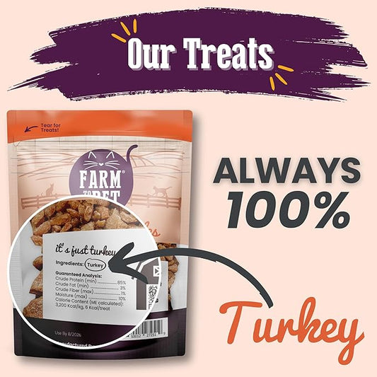 Farm To Pet - Cat Treat Crumbles - 3 oz Single Ingredient Turkey Cat Treats or Snacks - Healthy for Indoor Cats and Kitten- Essential Products (Mix with Wet or Dry Food)