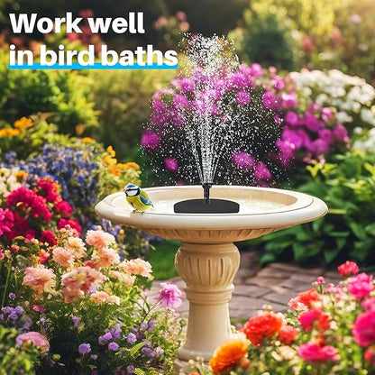 Biling 6.5W Solar Fountain for Bird Bath, Solar Water Pump with Multiple Nozzles, Solar Water Feature for Garden Yard Small Fish Pond, Attracts Birds with Flowing Water