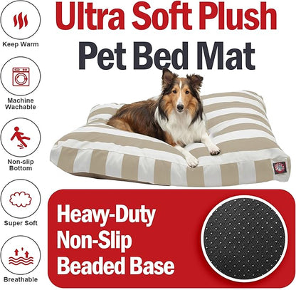 Majestic Pet Rectangle Large Dog Bed Washable – Non Slip Comfy Pet Bed – Dog Crate Bed with Removable Washable Cover – Dog Kennel Bed for Sleeping - Dog Bed Large Breed 44x36x5 Inch – Sand Beige