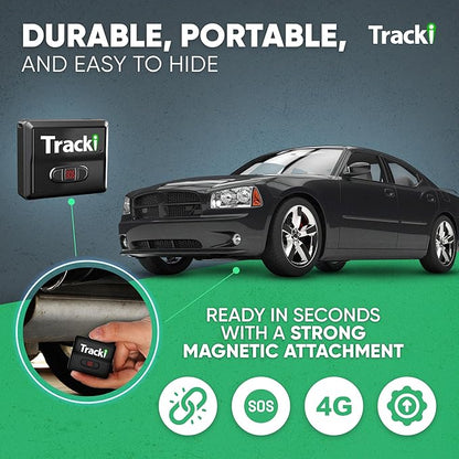 Tracki GPS Tracker for Vehicles – Real-Time 4G LTE Assets & Car Tracking Device with App, Magnetic Mount, Compact Design, Worldwide Coverage – iOS & Android (Subscription Required)