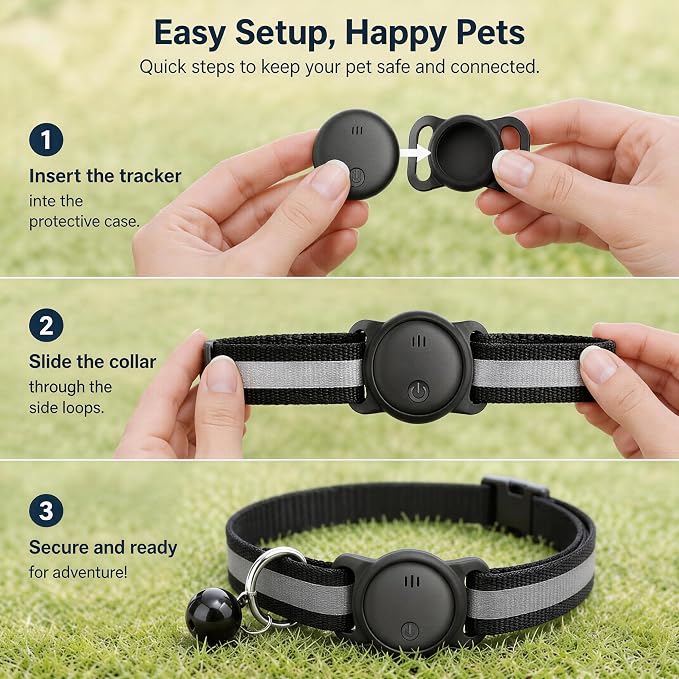 GPS Tracker for Dogs, Smart Collar with Real-Time Location - Pet Location Tracker with Holder, No Monthly Fee/No SIM Card, Works with iOS Find My【Apple MFi Certified】 ﻿, Ultra-Slim, IP68 Waterproof