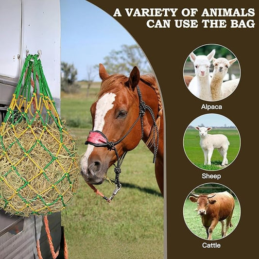 2PCS Hay Net for Horses,Slow Feed Hay Bag for Horses Goat Sheep,Hanging Hay Feeder Bag for Horses Stable Stall Paddock Rest Toy