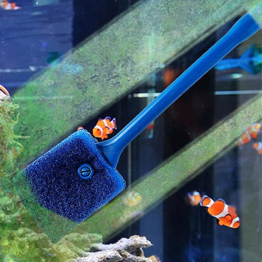 SunGrow Aquarium, Crested Gecko, Hermit Crab Sponge Scraper, 16” x 2”, Double-Sided Blue Sponge, Freshwater & Saltwater Fish Tank Maintenance, for Glass Surfaces Only