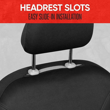 Motor Trend SpillGuard 2 Black Seat Covers for Cars & Seat Covers for Trucks - Neoprene Lining Waterproof Car Seat Covers Front Seats Only - SUV Seat Covers Protector - Forros para Asientos de Carro