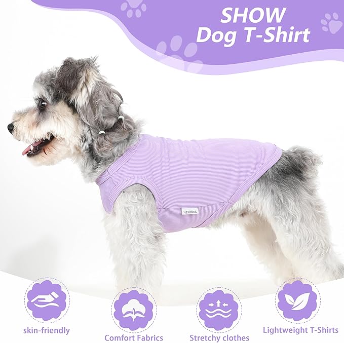 2 Pack Dog Clothes for Small Dogs Summer Dog Shirt Vest Girl Boy Lightweight Puppy T-Shirts Blank Soft and Cool Pet Clothing Sleeveless Medium Large Dog Outfit (Purple+L-Pink, XXX-Large)