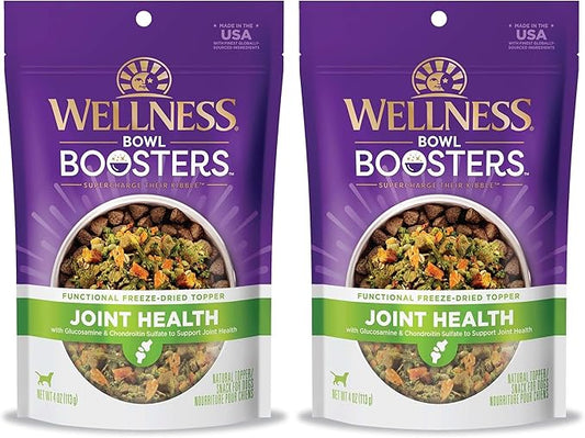 Wellness Bowl Boosters, Dog Food Topper for Small, Medium, & Large Breeds, Grain Free, Natural, Freeze Dried, Joint Health Chicken, 4 Ounce Bag (Pack of 2)