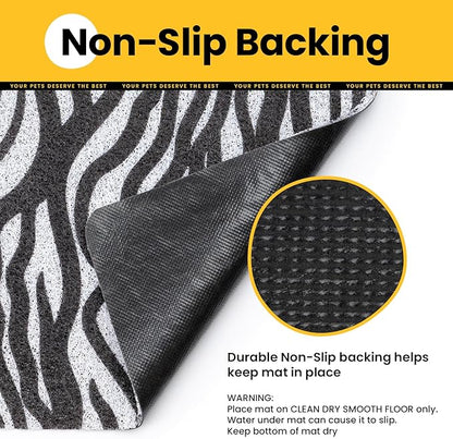 Conlun Cat Litter Mat Litter Trapping Mat, Premium Durable PVC Cute Cat Litter Box Mat, Non-Slip, Less Waste Kitty Litter Mat, Soft on Kitty’s Paws, 24”x 17” cat matts for litter, Zebra Stripe