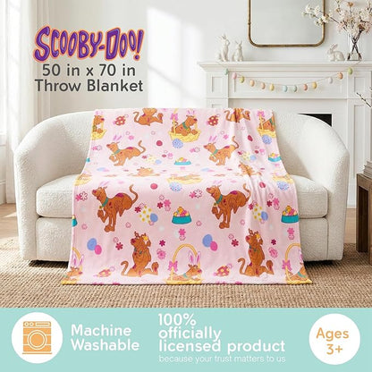Scooby-Doo Easter Fluffy Throw 50 in x 70 in – Soft Plush Lightweight Blanket for Couch, Bed & Travel (100% Officially Licensed Product) by Franco Collectibles