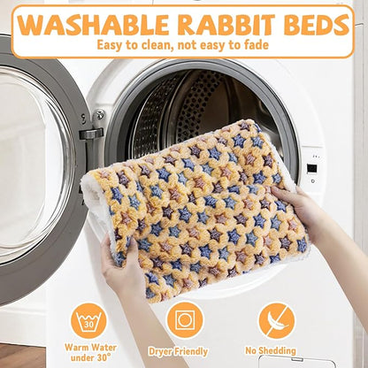 2 Pcs Guinea Pig Bed, Washable Rabbit Bunny Bed Mat Warm Small Animal Bed Pad Guinea Pig Pillow Pet Bed Mat for Chinchilla Hedgehog Ferret (19.3" x 12.6")