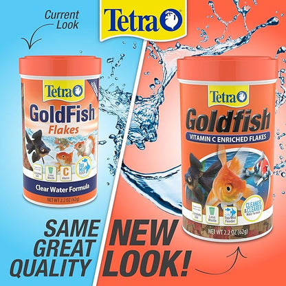 Tetra Goldfish Flakes, Nutritionally Balanced Diet for Aquarium Fish, Vitamin C Enriched Flakes, 7.06 oz (Pack of 2)