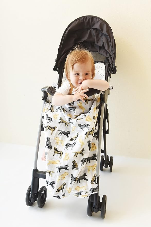 Mud Pie Labrador Retriever Print Muslin Baby Swaddle Blanket, 1 Piece