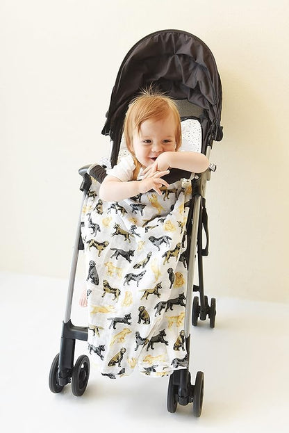 Mud Pie Labrador Retriever Print Muslin Baby Swaddle Blanket, 1 Piece