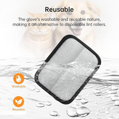 2 Pcs Pet Hair Removal Gloves, Reusable Electrostatic Pet Cat Dog Hair Remover Grooming Gloves Brush Tool for Couch, Furniture, Carpet, Car Seat (2 Pcs Black)