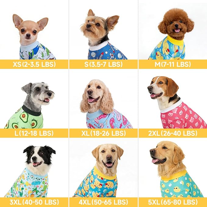 XPUDAC 4 Pieces Dog Pajamas Small Sized Dogs Boy Girl Strechy Soft Pjs Summer Pet Clothes for Dog Cat Puppy Onesies, M