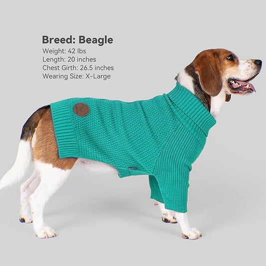 cyeollo 4XL Dog Sweater, Stretchy & Cozy Warm Dog Sweaters for Large Dogs Boy, Pullover Knit Fall Winter Sweatshirt for Giant Breed Big Dogs Clothes, Doberman Great Dane Apparel, Aqua Green XXXXL