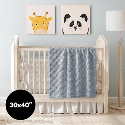Americanflat 30x40 Jacquard Kids Throw Blanket - Soft and Breathable Mini Fleece Throw Blanket for Couch, Bed, Chair - Fleece Blankets Perfect for Home, Bedroom, Outdoor - Checkered Design in Gray