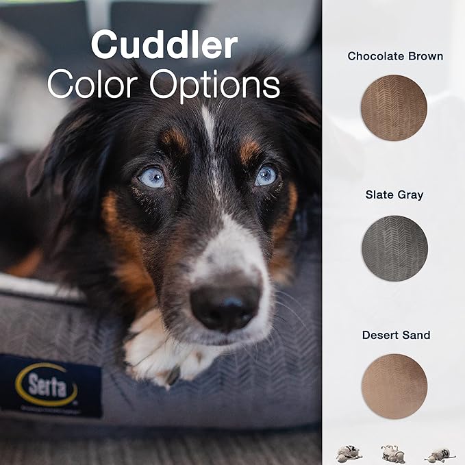 Serta Orthopedic Cuddler Dog Bed for Pets – Desert Sand (Large)
