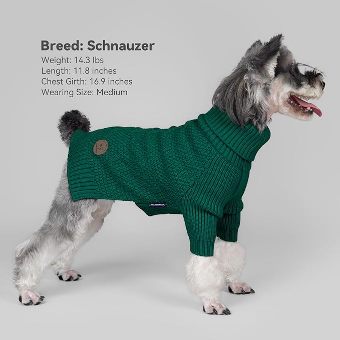 cyeollo Dog Sweater Pullover Turtleneck for Large Dogs, Classic Knitwear Fall Winter Cold Weather Dog Clothes Warm Pet Apparel Large Big Dogs Sweaters, Green 3XL