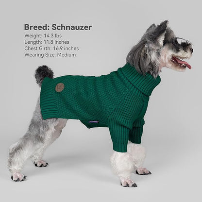 cyeollo Dog Sweater Pullover Turtleneck for Dogs, Classic Knitwear Fall Winter Cold Weather Dog Clothes Warm Pet Apparel Small Medium Large Dog Sweaters, Green L