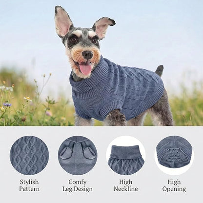 Small Dog Sweater, Soft Knit Dog Clothes for Spring Transition, Lightweight Puppy Outfit for Chihuahua, Yorkie, Cat, Cute Doggy Apparel for Spring Morning Walks (Dark Blue, S)