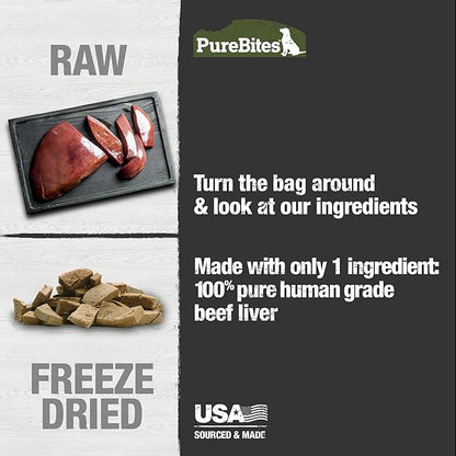 PureBites Beef Liver Freeze Dried Dog Treats, 1 Ingredient, Made in USA, 11oz
