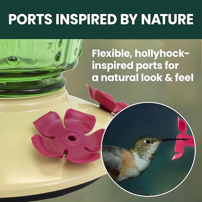 Perky-Pet Cactus Top Fill Glass Hummingbird Feeder with Built-in Bee Guards & Removable Perches - 32 oz Nectar Capacity - Hummingbird Feeder for Outdoors - 9111-1SR