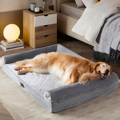WNPETHOME 42 x 30 in Orthopedic Dog Bed for Large Dogs – XL Washable Pet Bed with Waterproof Cover, Bolstered Sides & Anti-Slip Base – Premium Plush Dog Couch for Indoor Use, Comfort & Joint Relief